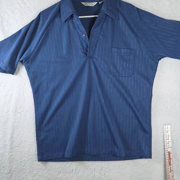 Lilly Dache Men's Textured Jacquard Striped Raglan Sleeve Polo Shirt Blue Large - Picture 1 of 6